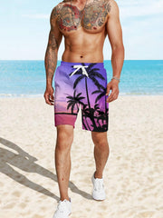 Beach Sunset Print Shorts Drawstring Summer Pool Quick Dry Lounge Shorts