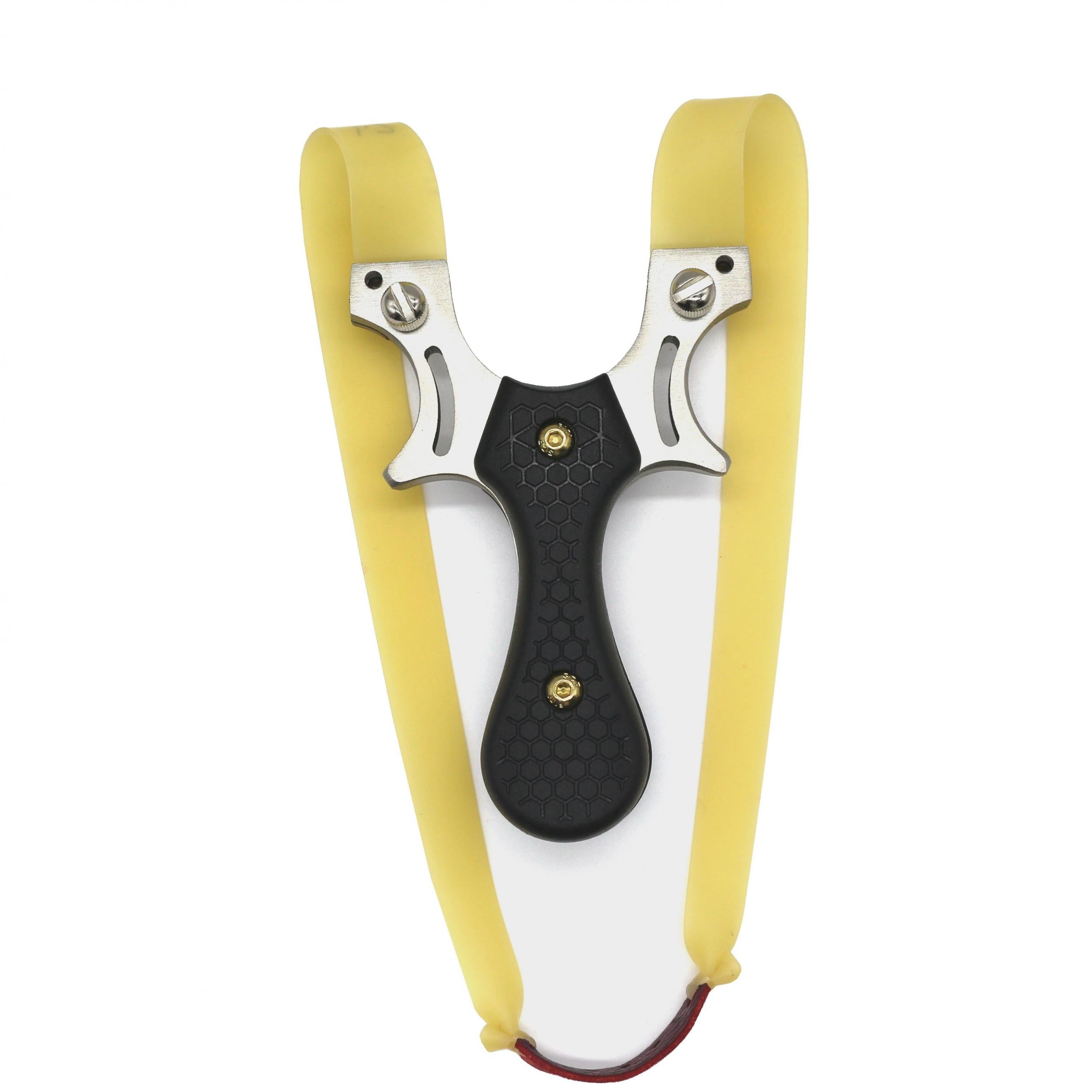 Stainless Steel Slingshot w/ Leather Pouch & Rubber Bands