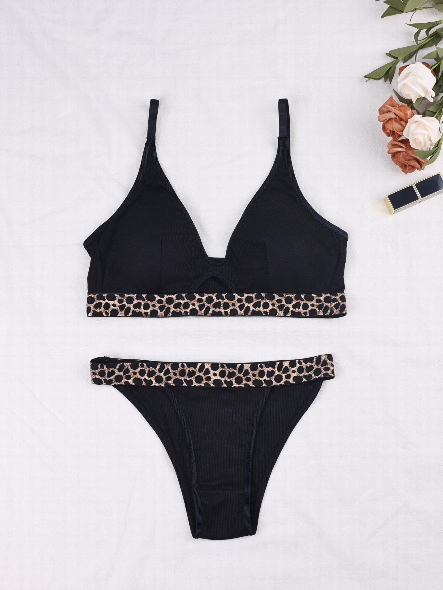 Leopard Print Bra & Panties Lingerie Set