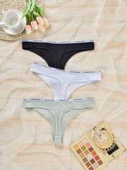 3 Pack Plus Size Sporty Underwear Set Ribbed High Stretch Bikini Brief