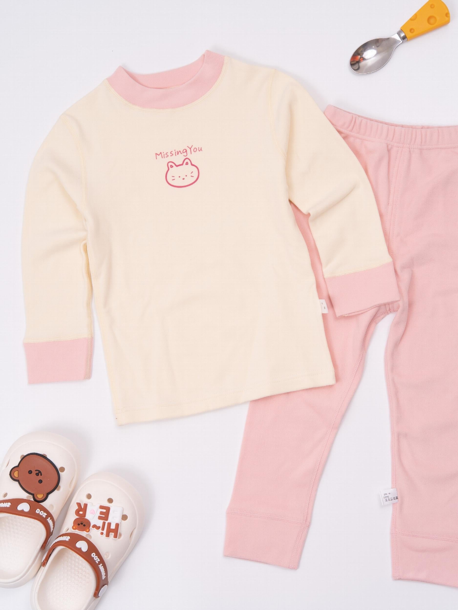 Toddler Cat Pajamas Long Sleeve Top & Pants Set Girl's Loungewear