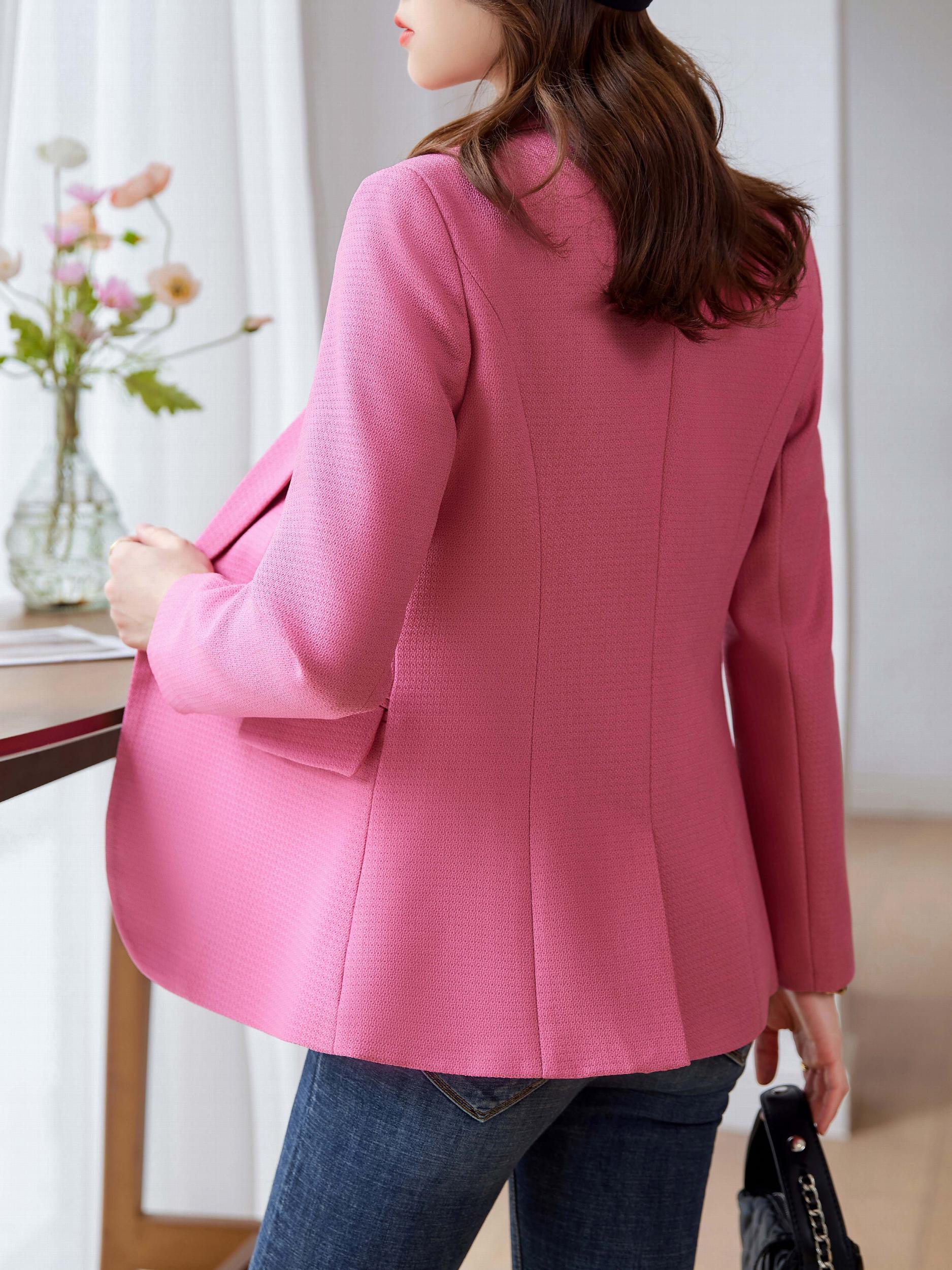 Solid Lapel Button Front Blazer Casual Long Sleeve Blazer
