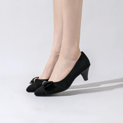 Women's Bowknot High Heel Pumps Pointed Toe Work Shoes