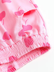 Girls Cherry Print Casual Summer Shorts Cotton Kids Beach Shorts