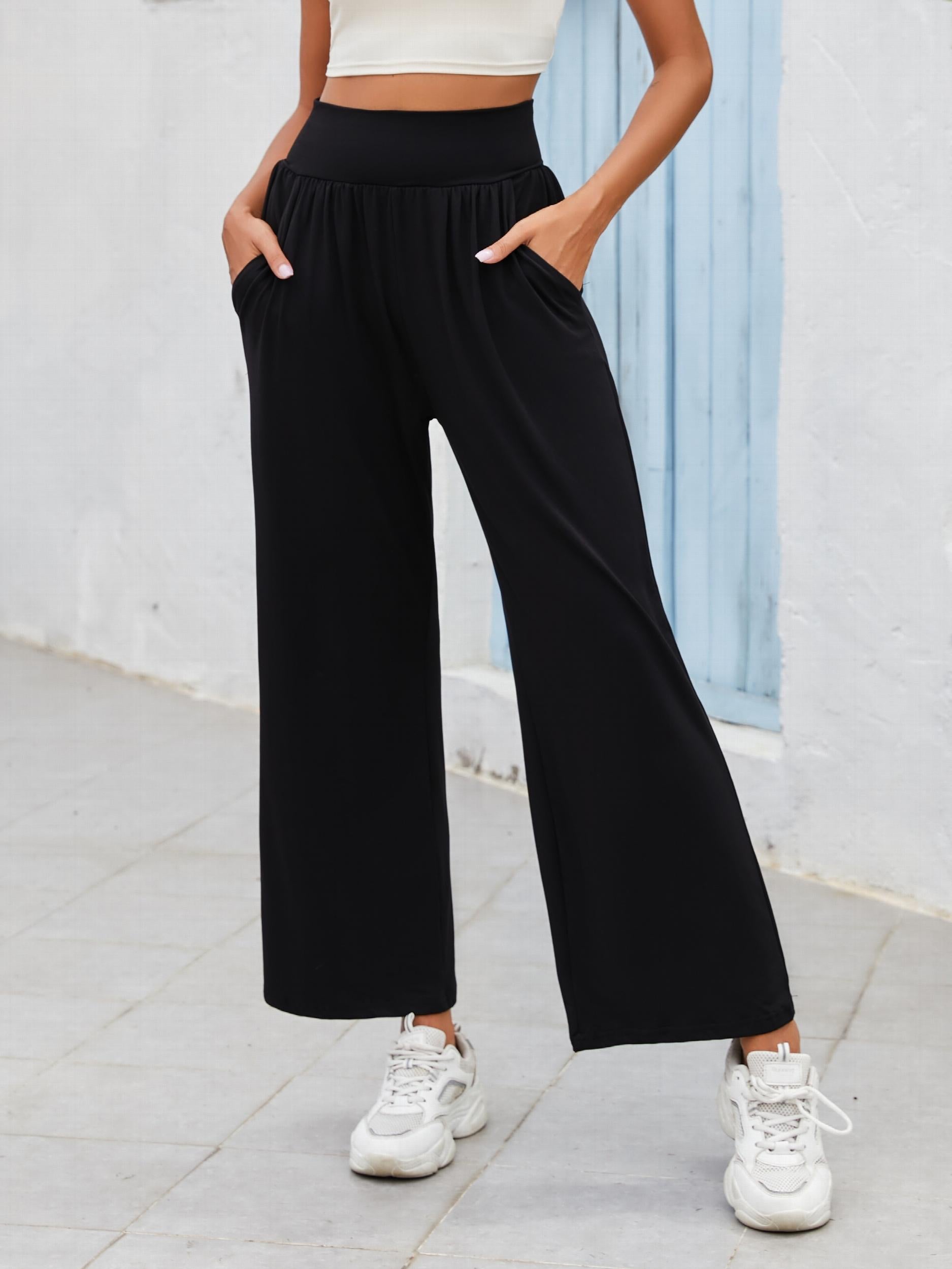 Wide Leg Pants Casual Loose Yoga Lounge Pants With Pocket