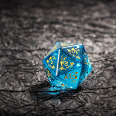 Aquamarine Glass Gemstone Dice Treasure Deep Sea Elves