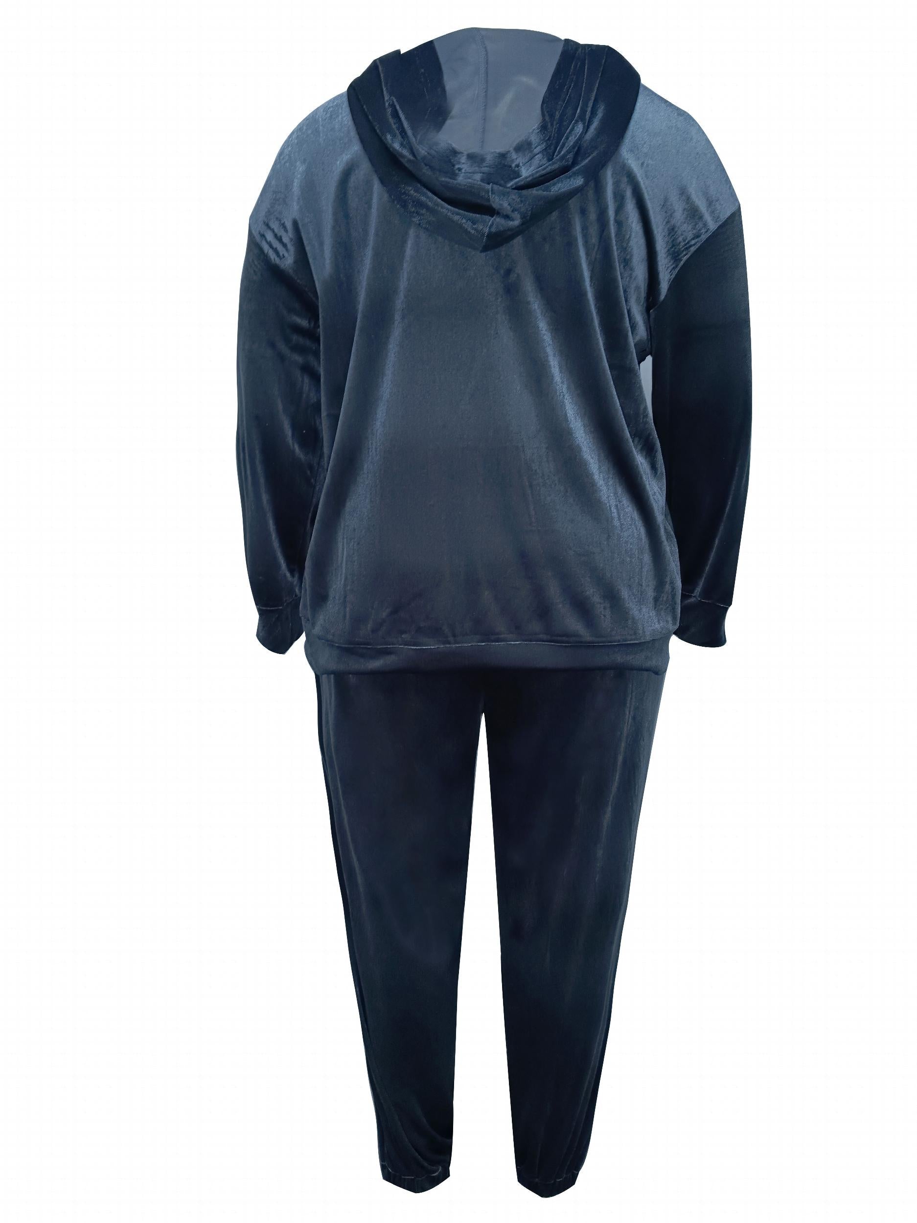 Velvet Hoodie & Joggers Two Piece Set