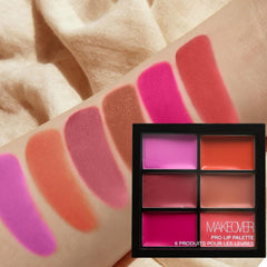 6 Lipstick Palette Matte & Shimmer Finish Nude Red Plum