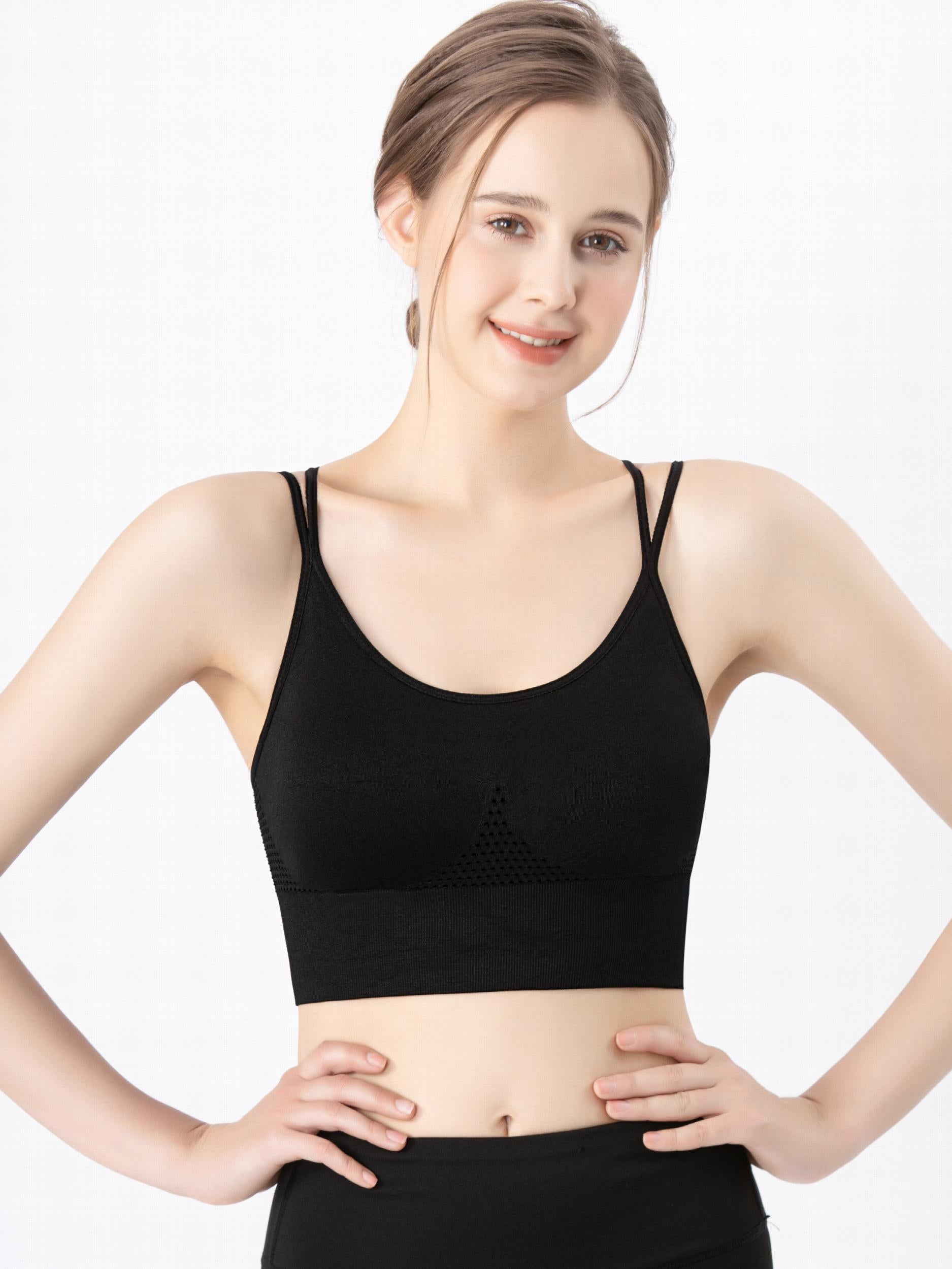 Breathable Push Up Sports Bra with Cross Shoulder Strap