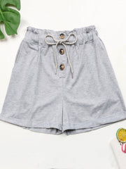 Solid Drawstring Shorts Casual Button Front Shorts For Spring & Summer