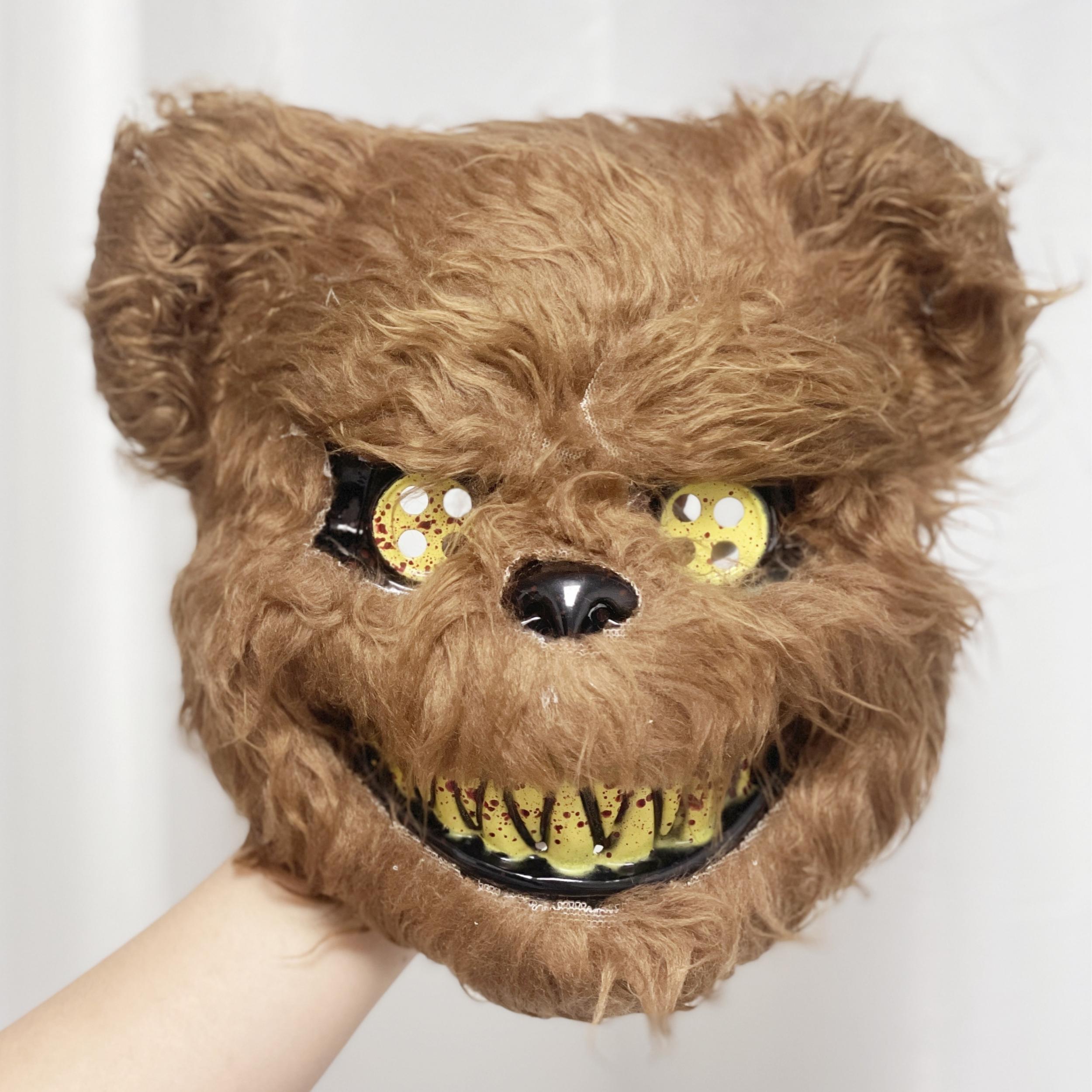 Terrifying Halloween Bear Mask Bloodied Plush Head Mask