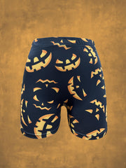 Halloween Graphic Print Elastic Waist Shorts