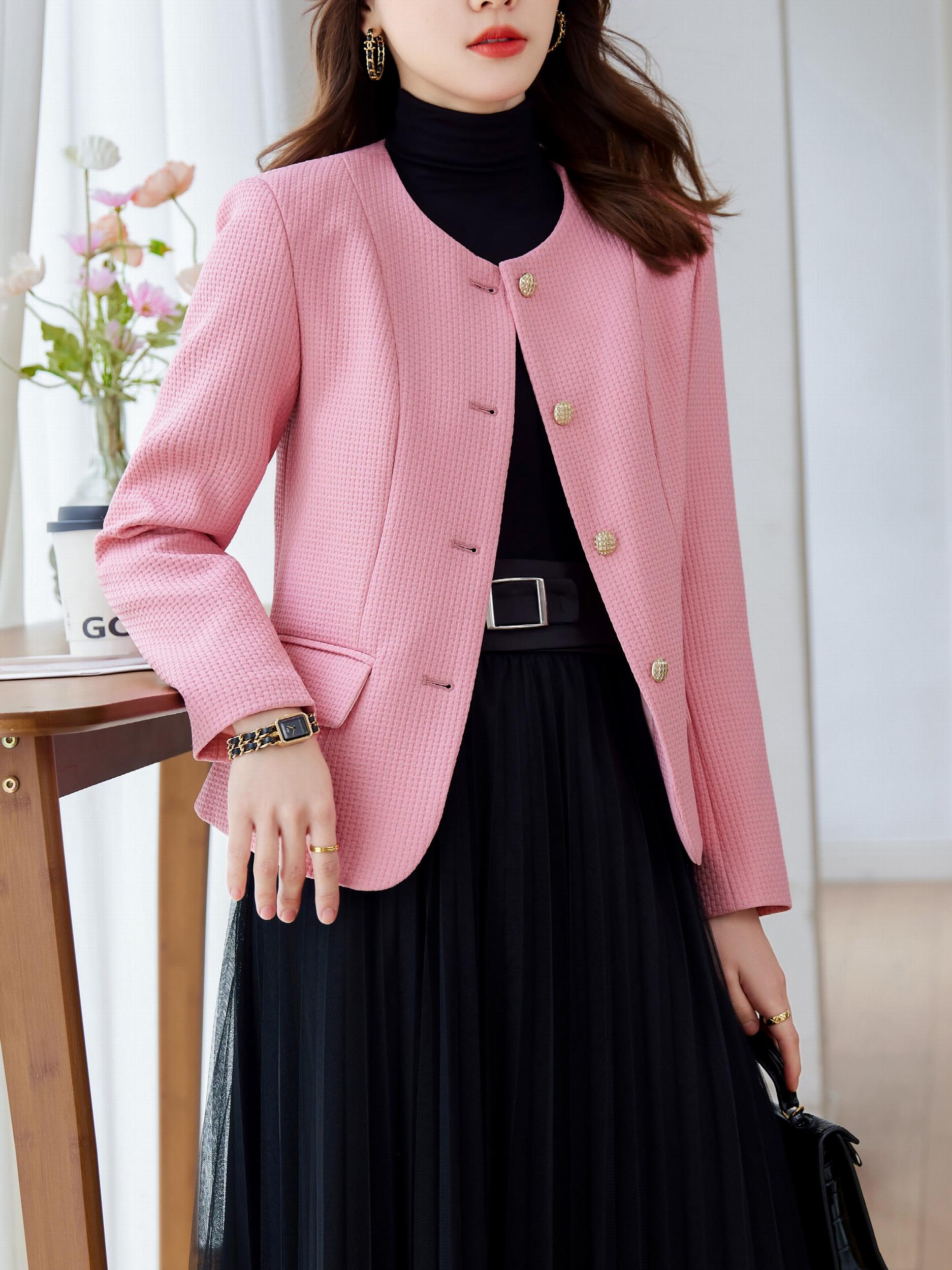 Solid Pocket Button Front Blazer Casual Long Sleeve Blazer