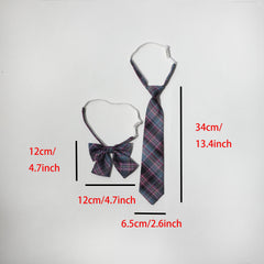 2pcs Red Plaid Bow Tie Neck Tie College Style Dress Shirt Accessory