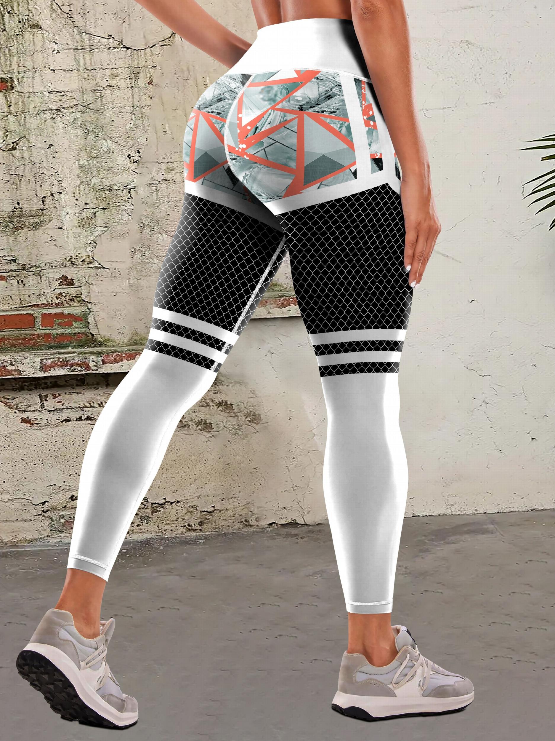 Camouflage Stripes Print High Waist Yoga Pants