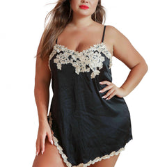 Floral Applique V Neck Backless Cami Sexy Nightdress