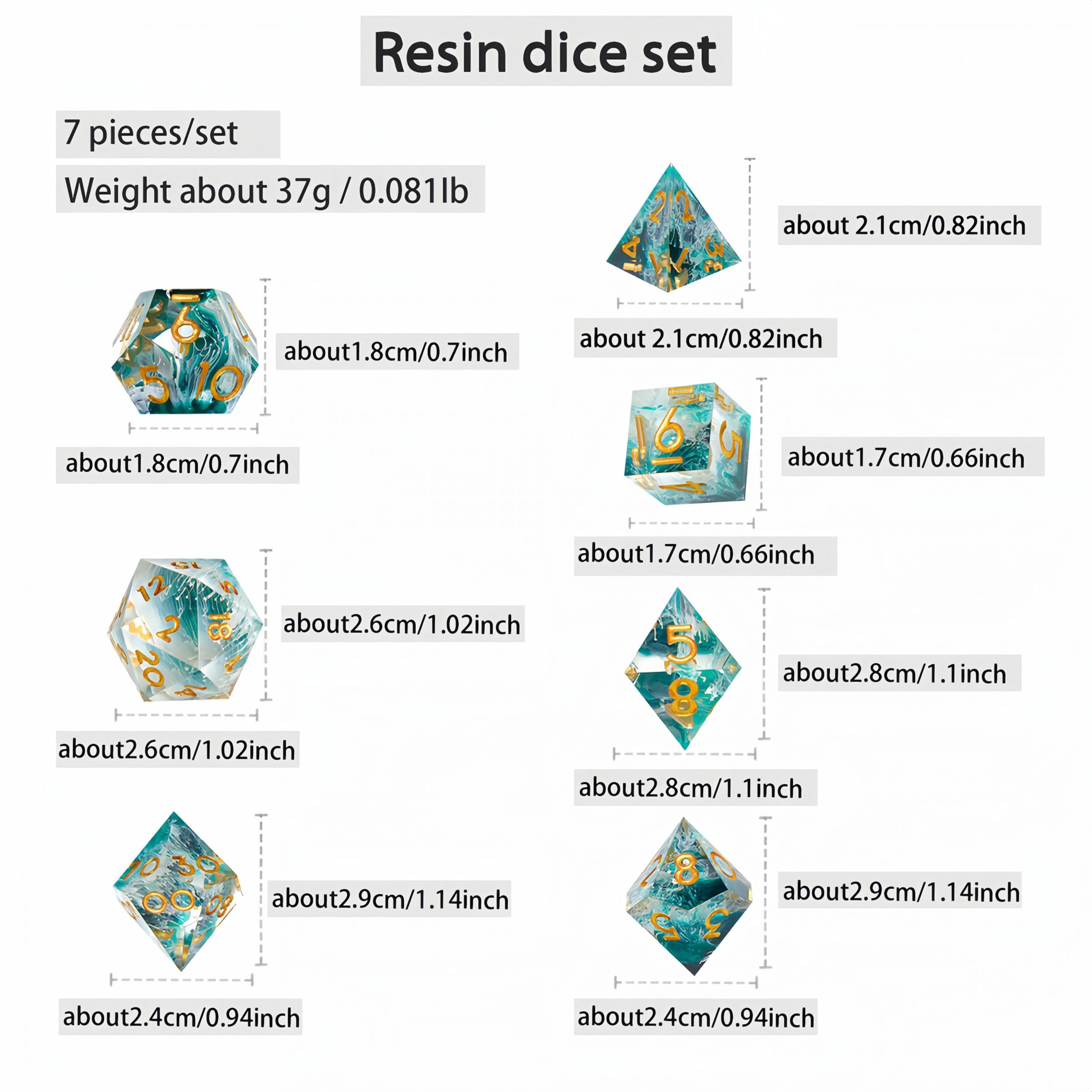 7pcs Resin Dice Set For Cosplay Board Game Gift