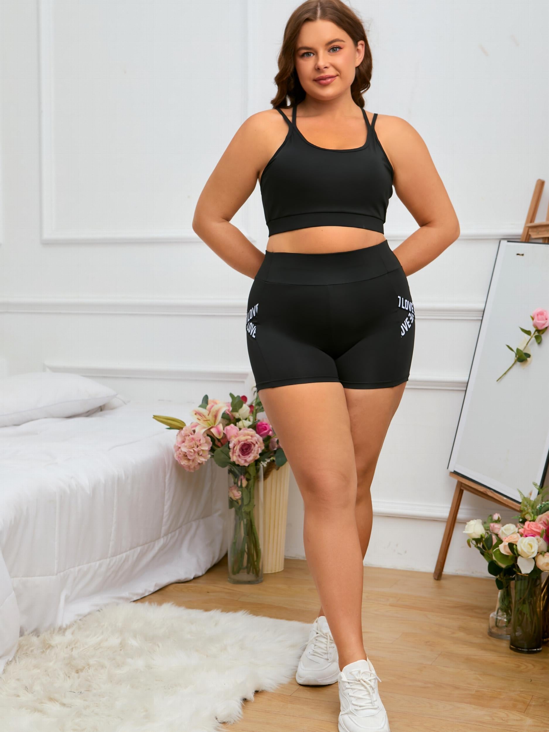 Sports Shorts Cross Letter High Waist Yoga Shorts