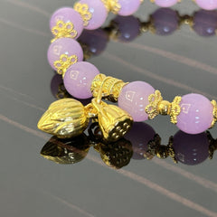 Purple Lotus Bead Bracelet - Ideal Gift for Her
