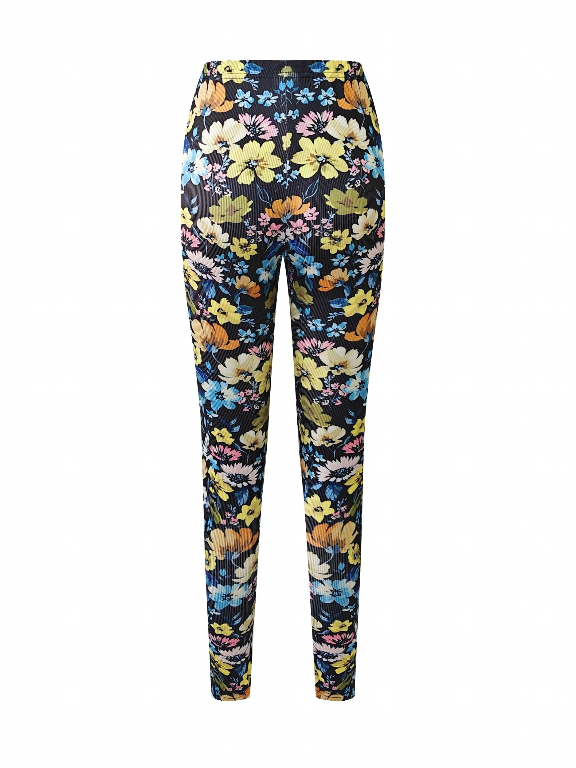 Floral Print Yoga Workout Pants High Stretch Running Sports Fitness Leggings