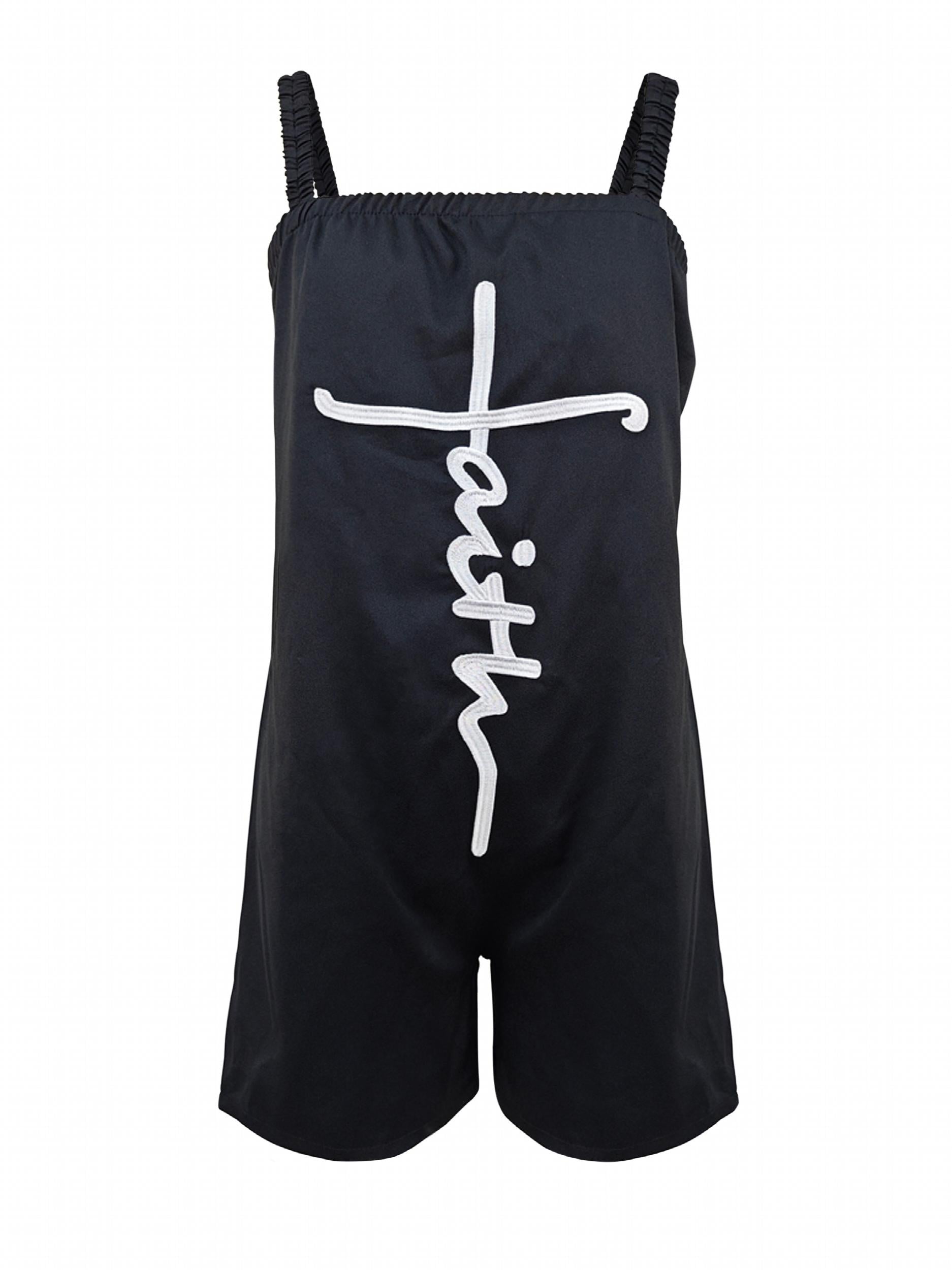 Letter Print Cami Romper Jumpsuit Sleeveless Casual Romper