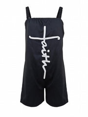Letter Print Cami Romper Jumpsuit Sleeveless Casual Romper