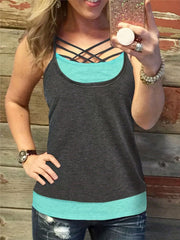 Colorblock Criss Cross Cami Top
