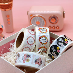 500 Thank You Sticker Roll 0.98in Small Round Circle Sticker