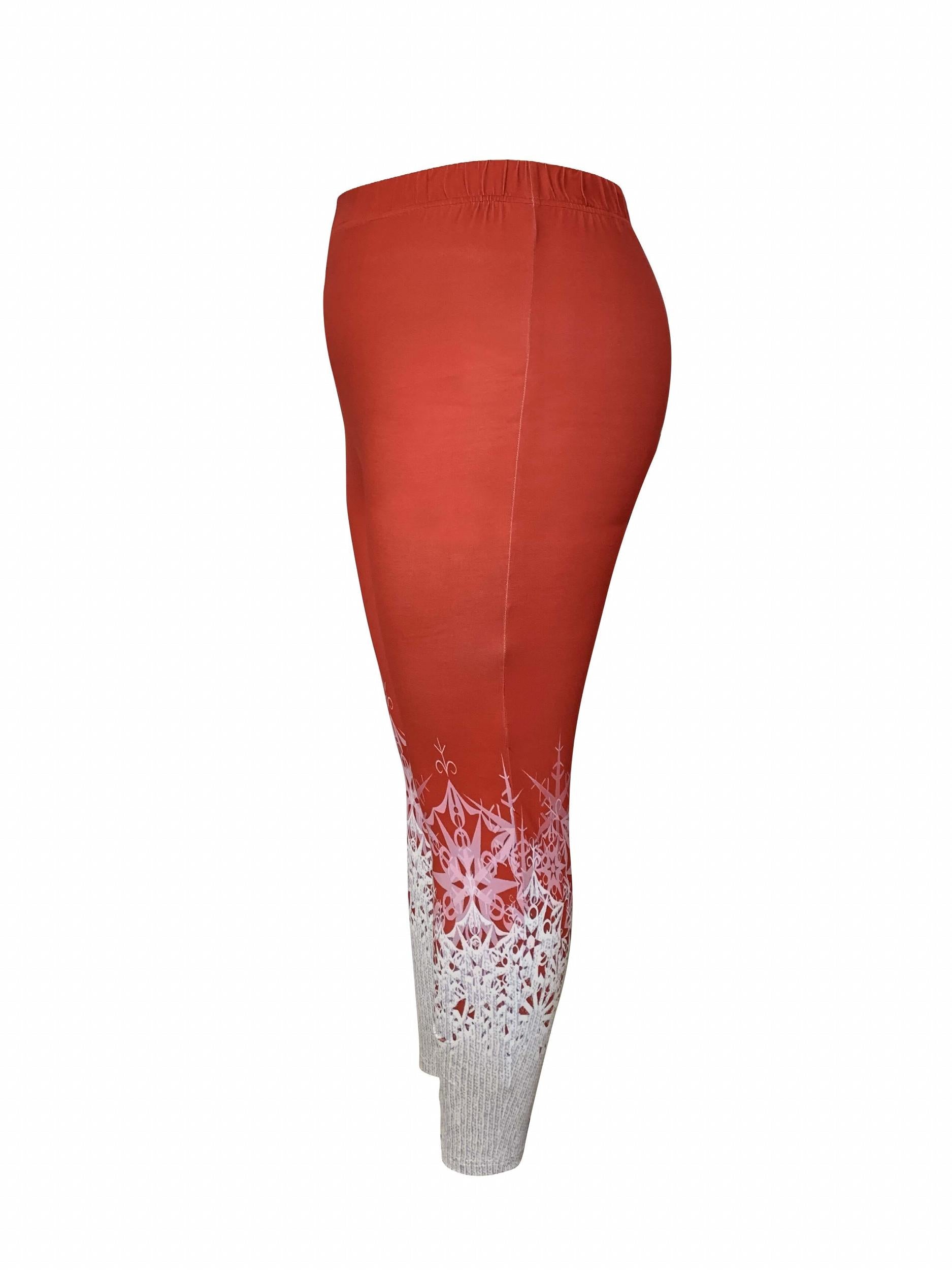 Snowflake Print High Rise Leggings