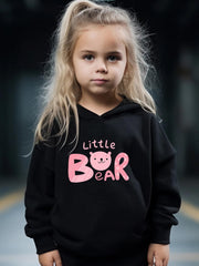 2pcs Bear Print Outfits Girls Hoodies Jogger Pants Set For Girls
