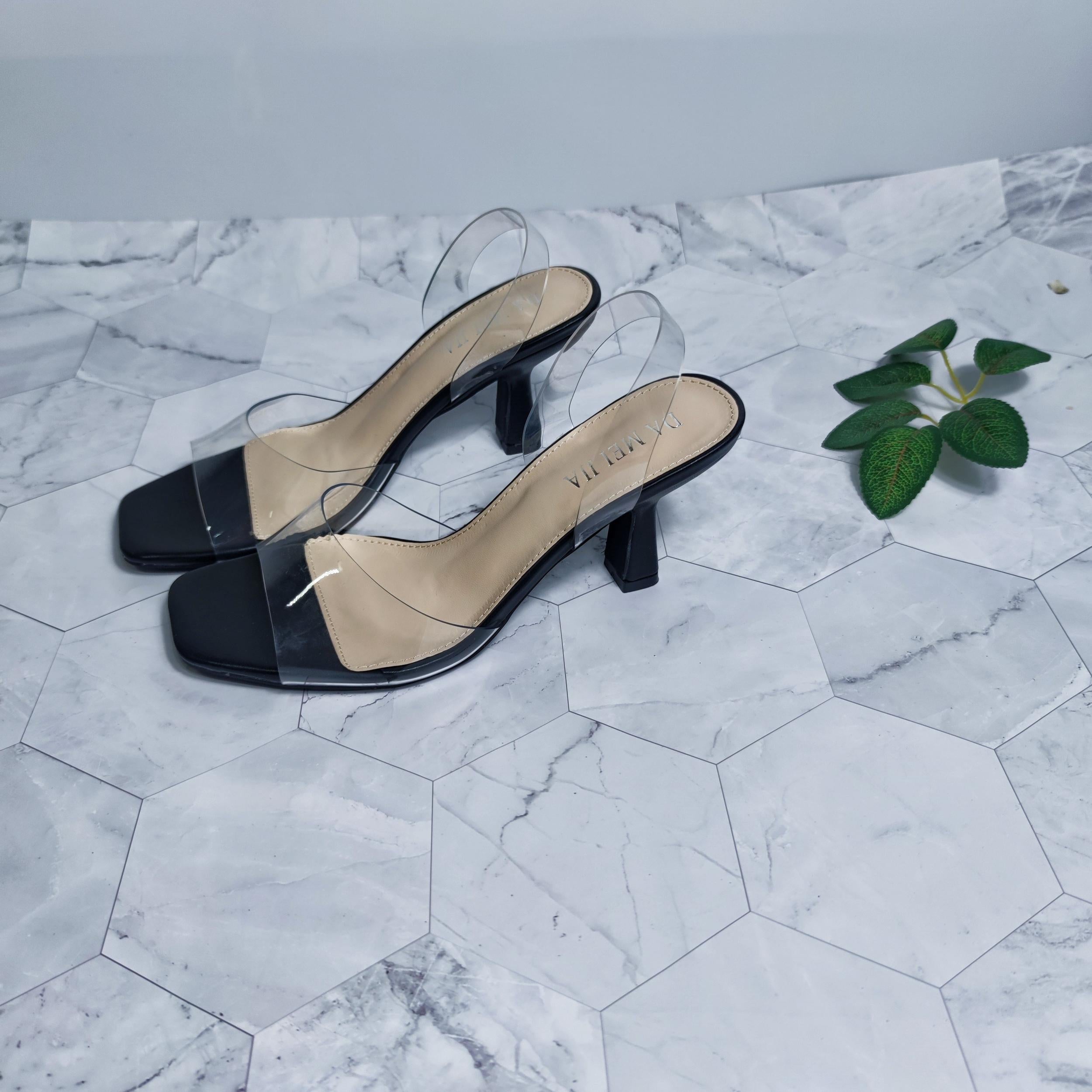 Comfortable High Heel Sandals with Transparent Straps