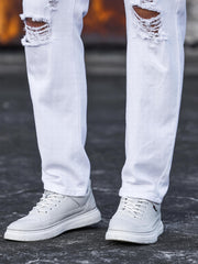 Men's Slim Fit Ripped Jeans Casual Street Style Distressed Denim Pants