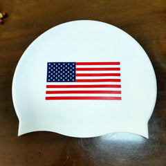 American Flag Silicone Swim Cap - Durable Comfortable Stylish