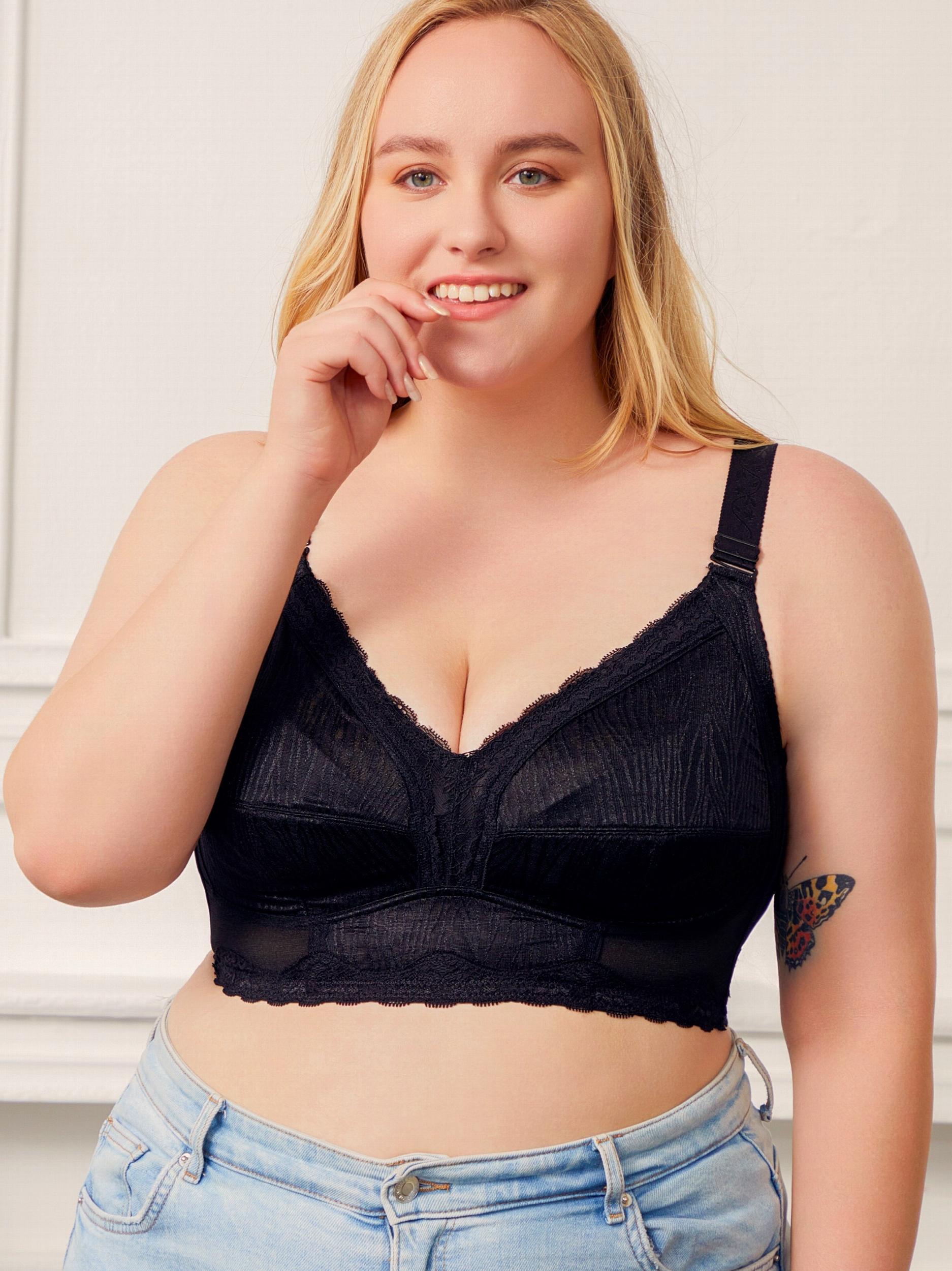 Plus Size Full Cover Wireless Lace Bra