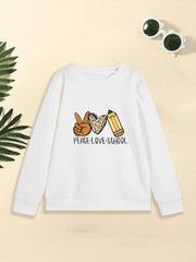 Girls' Leopard Pencil Graphic Sweatshirt Long Sleeve Round Neck Pullover