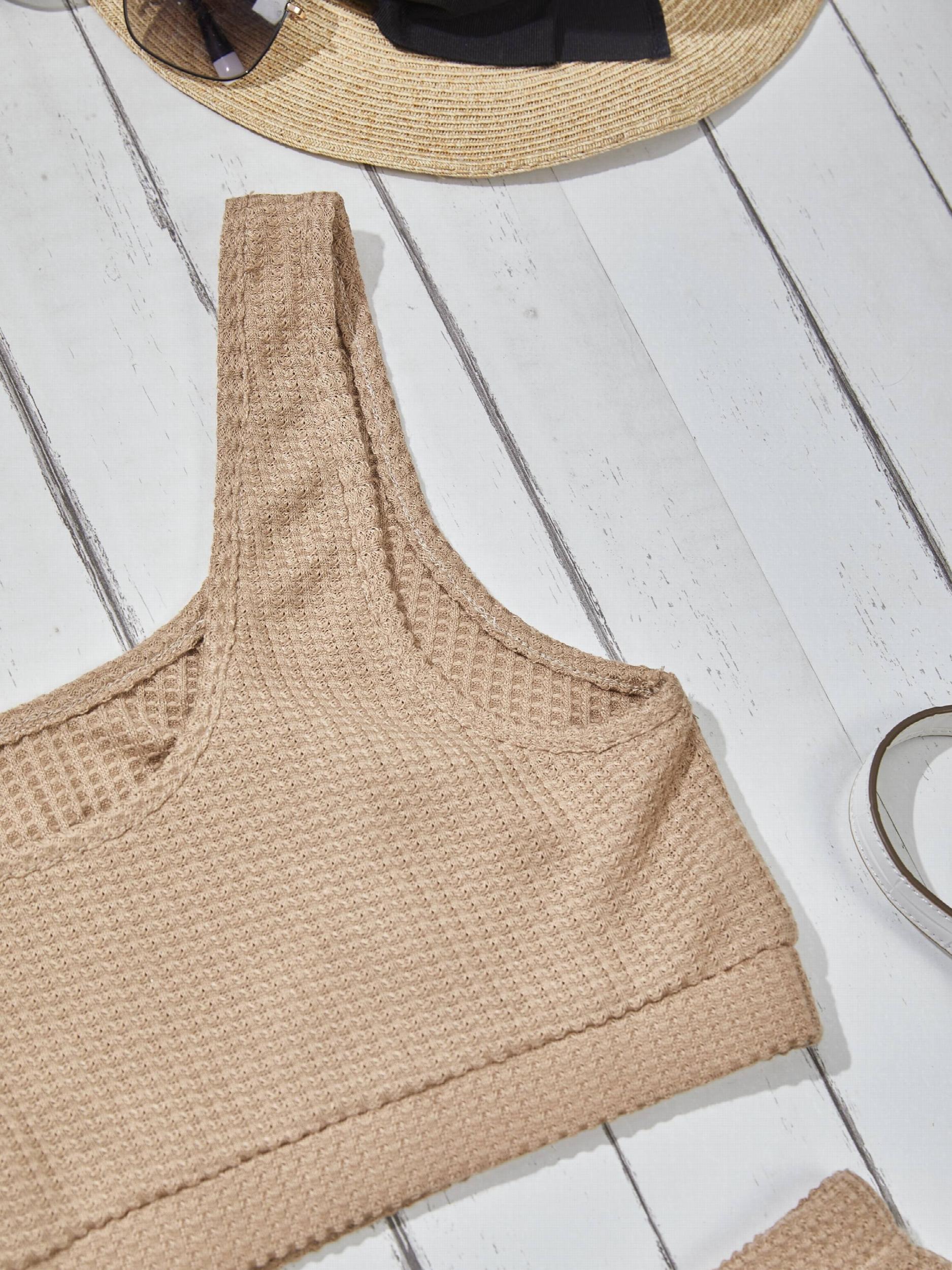 Waffle Sight Crop Tank Top & Drawstring Shorts Set