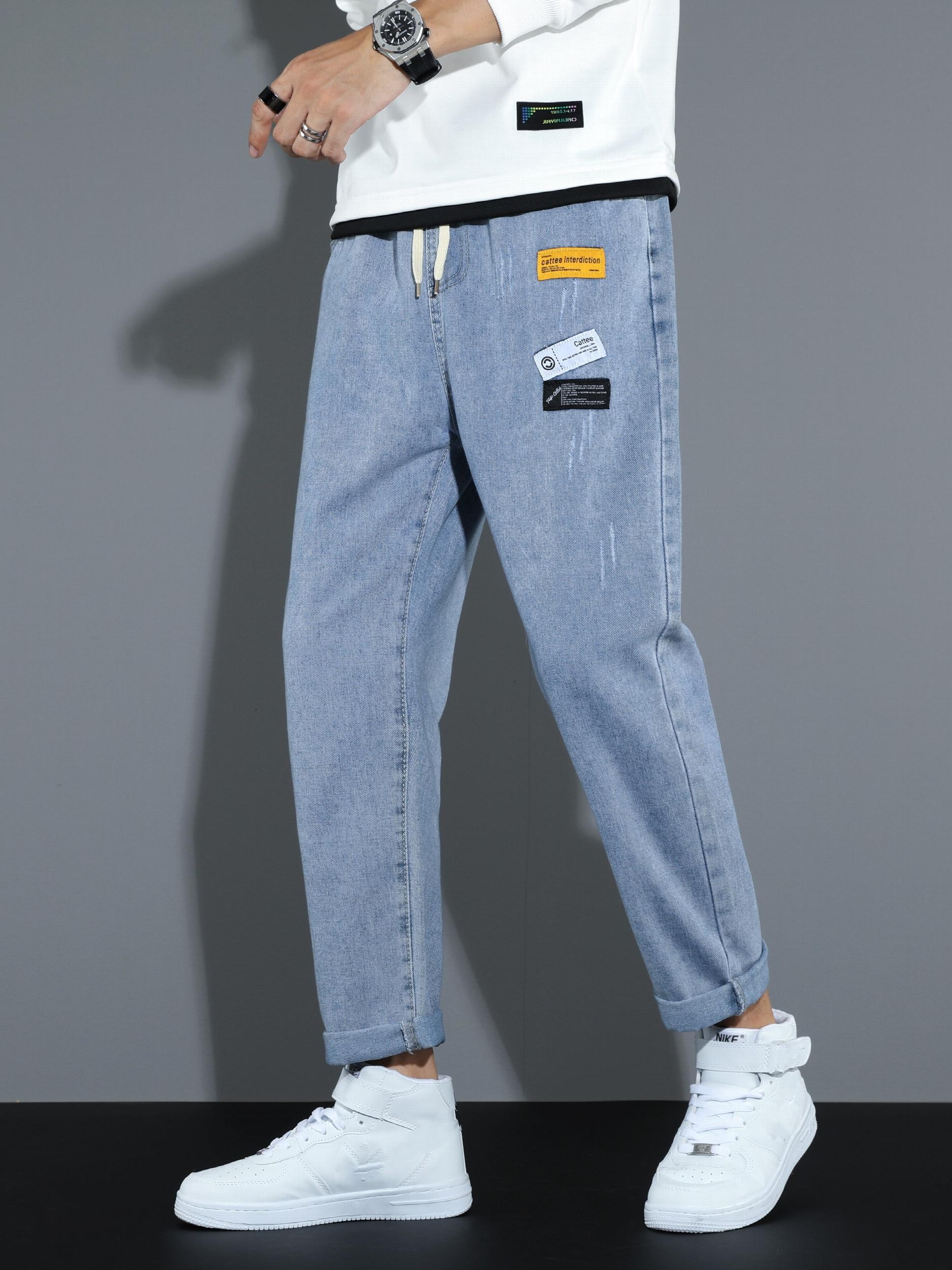 Men's Regular Elastic Waist Denim Jeans With Pockets