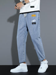 Men's Regular Elastic Waist Denim Jeans With Pockets