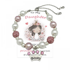 Princess Crown Charm Beaded Bracelet Gift Girls