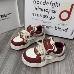 Women's Lace up Platform Skate Shoes Height Increased Sneakers