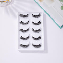 5 Pairs Natural Look Wispy Cat Eye 3D False Eyelashes