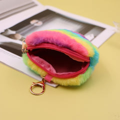 Rainbow Girls Coin Purse Plush Wallet Money Card Holder Small Pocket