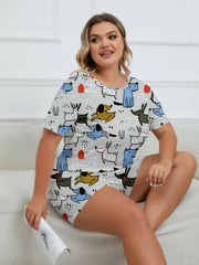 Cartoon Dog Print Lounge Set
