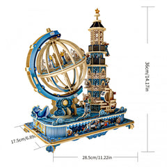 L kapopo 3D Wooden Globe Puzzle Music Box Earth Model Kit