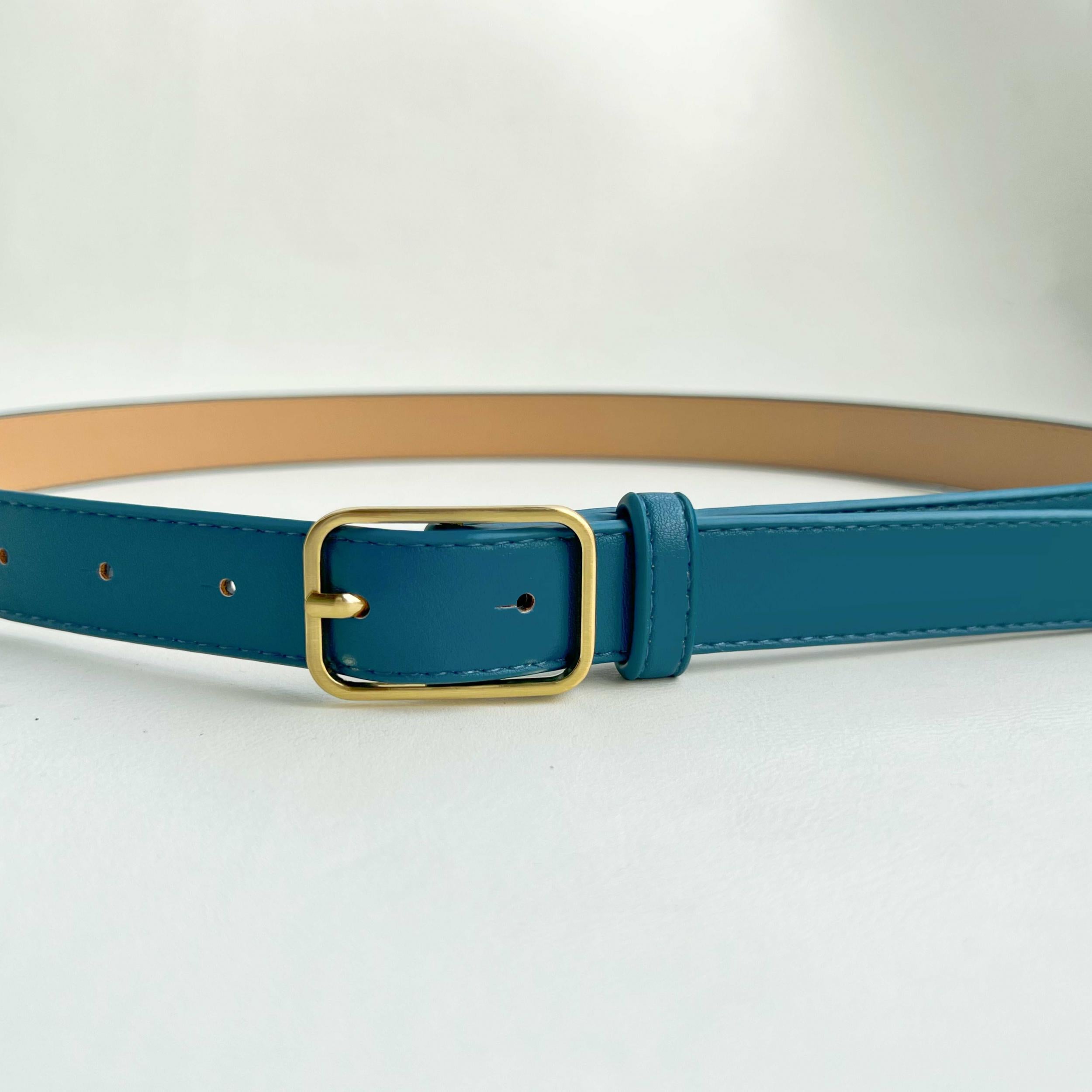 Golden Pin Buckle PU Belt for Women