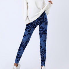 Floral Print Skinny Sports Leggings Elastic Waist Yoga Leggings