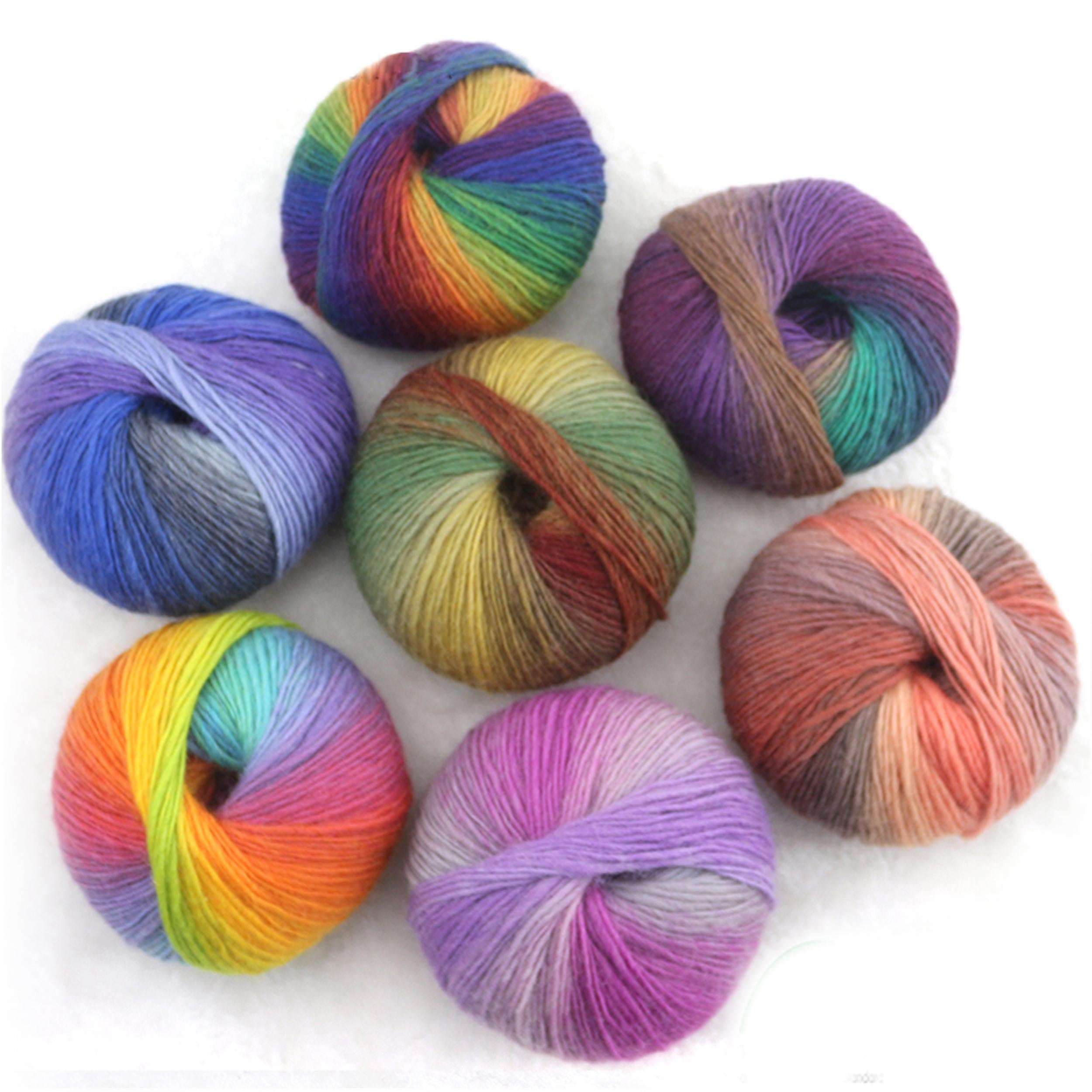 6pcs Rainbow Wool Yarn Graded Multicolor Soft Yarn For Crochet Knitting