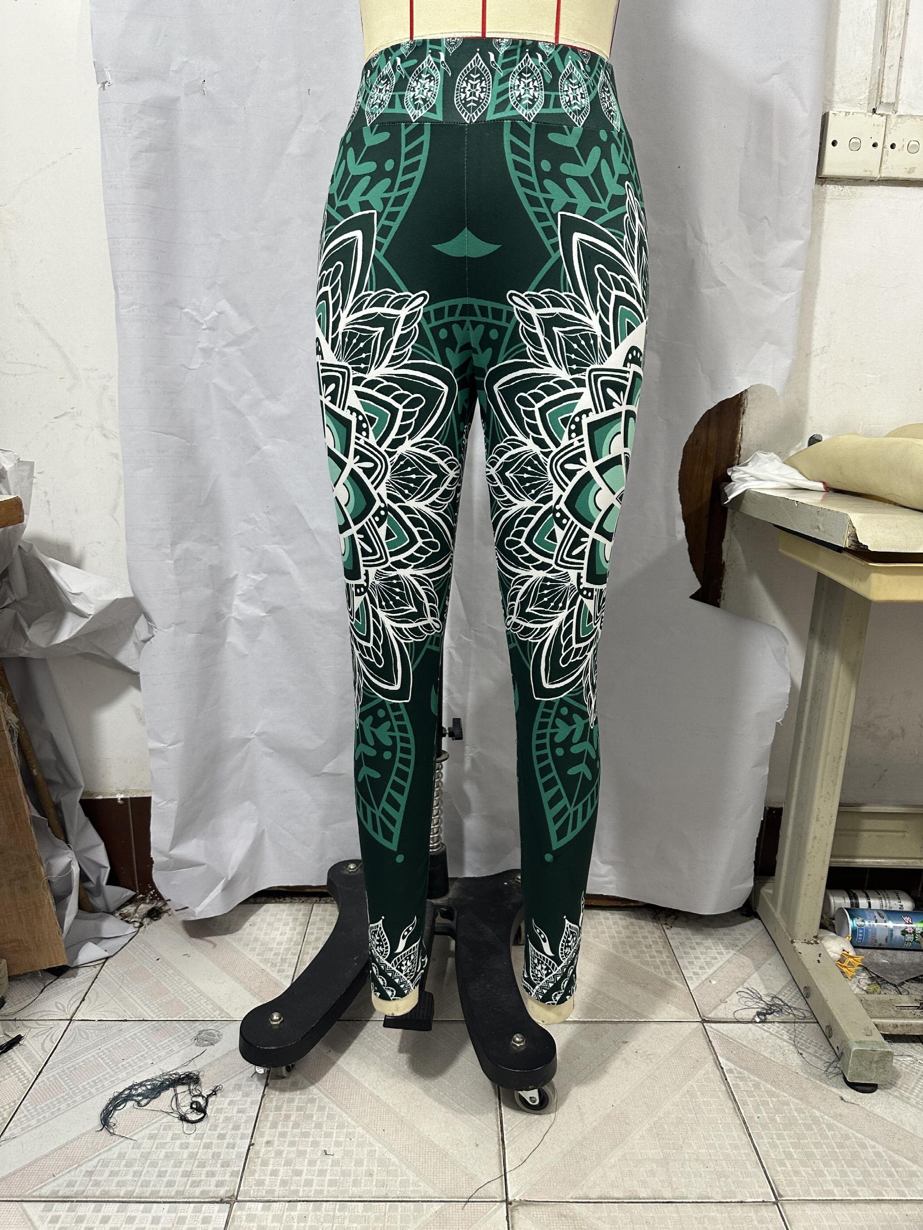 Ethnic Floral Print High Waist Leggings Long Length