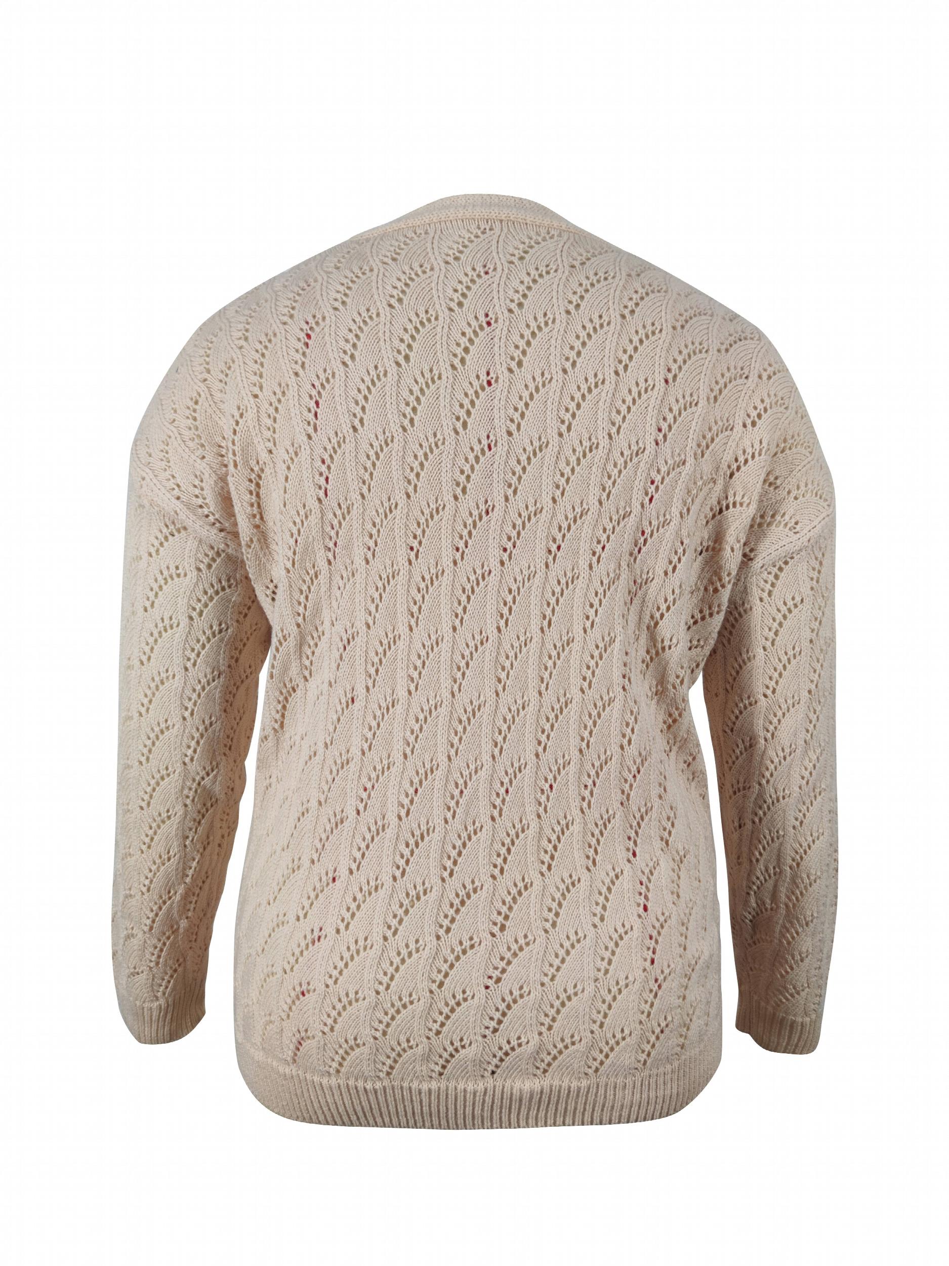 Hollow Out Long Sleeve V Neck Jumper