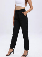 Paper Bag Waist Tapered Pants for Women